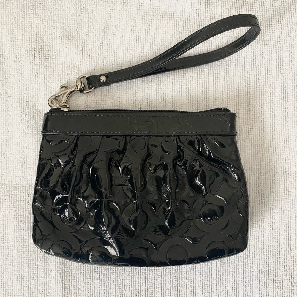 Black Coach Patent Leather Wristlet
